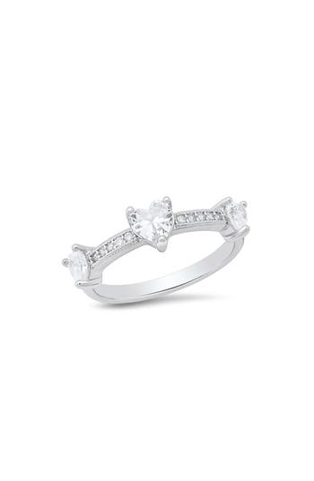 Hmy Jewelry Simulated Diamond Heart Pavé Ring In Metallic
