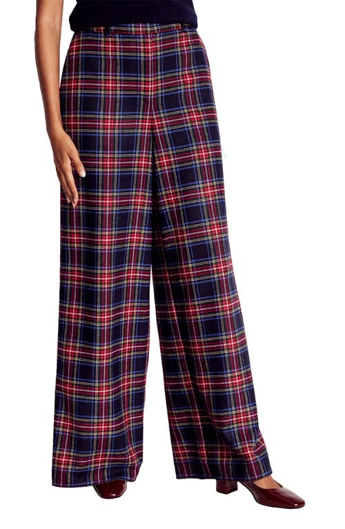 Boden Belgravia Plaid Wool Blend Pants in Navy Green And Red Check 