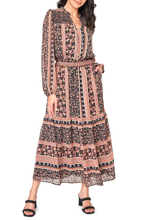 The Leyla Floral Print Long Sleeve Maxi Dress