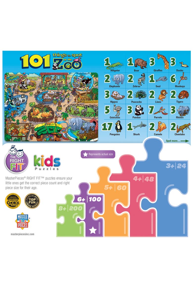 101 Things to Spot Zoo 100 Piece Puzzle, Alternate, color, Multicolor