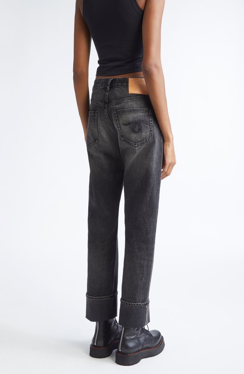 R13 Cuffed Romeo Jeans, Alternate, color, Cinder Selvedge Black