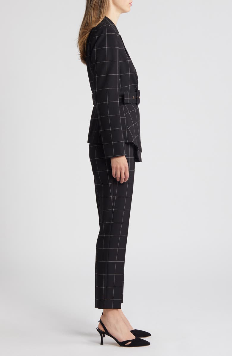 Tahari ASL Windowpane Check Belted Blazer & Pants Set, Alternate, color,