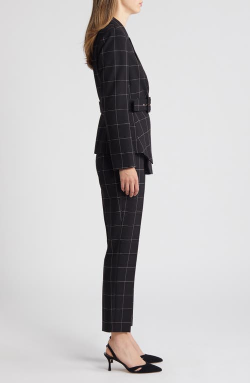 Tahari Asl Windowpane Check Belted Blazer & Pants Set
