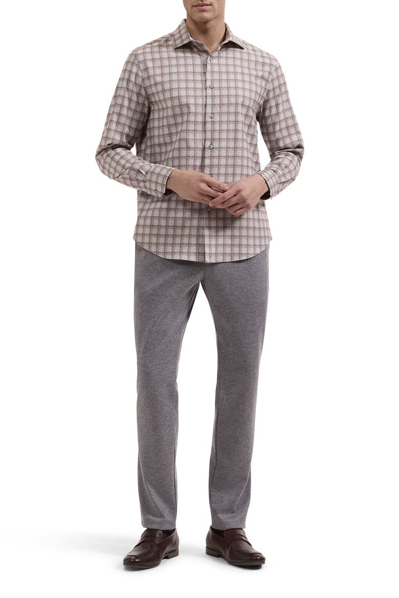 Axel Shaped Fit Long Sleeve Cotton Button Up Shirt, Alternate, color, SMOKE GREY
