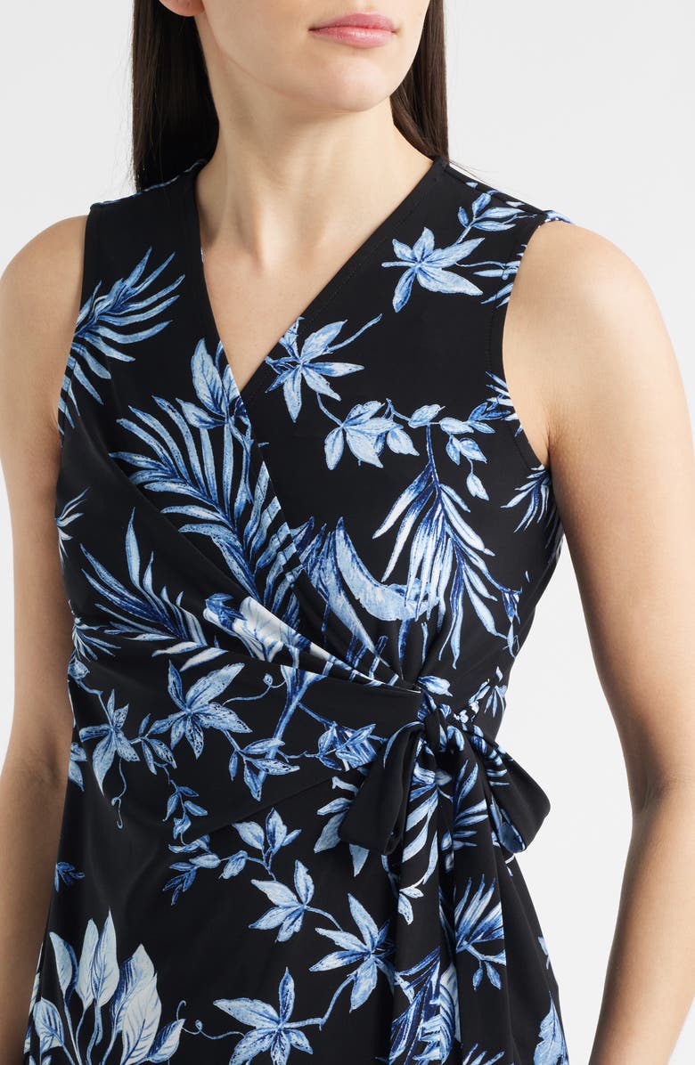 Anne Klein Floral Sleeveless Wrap Top, Alternate, color, Anne Black Multi