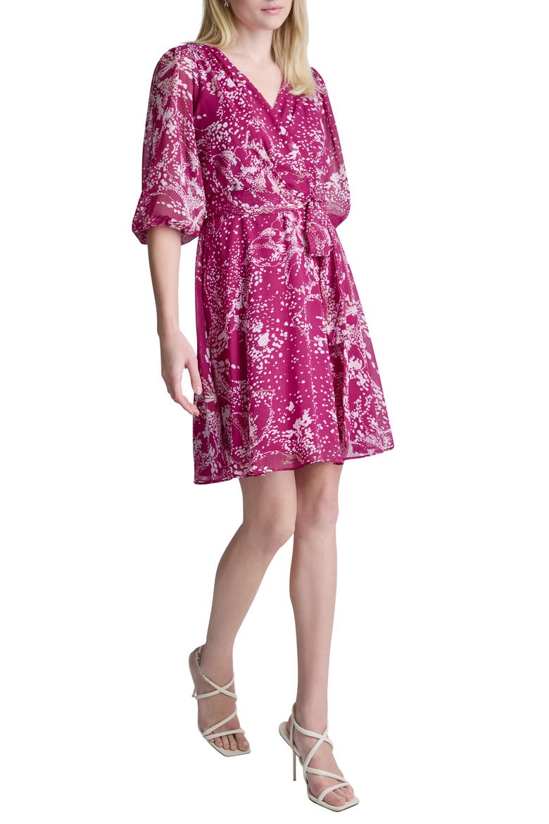 Faux Wrap Chiffon Dress, Alternate, color, AFRICAN VIOLET