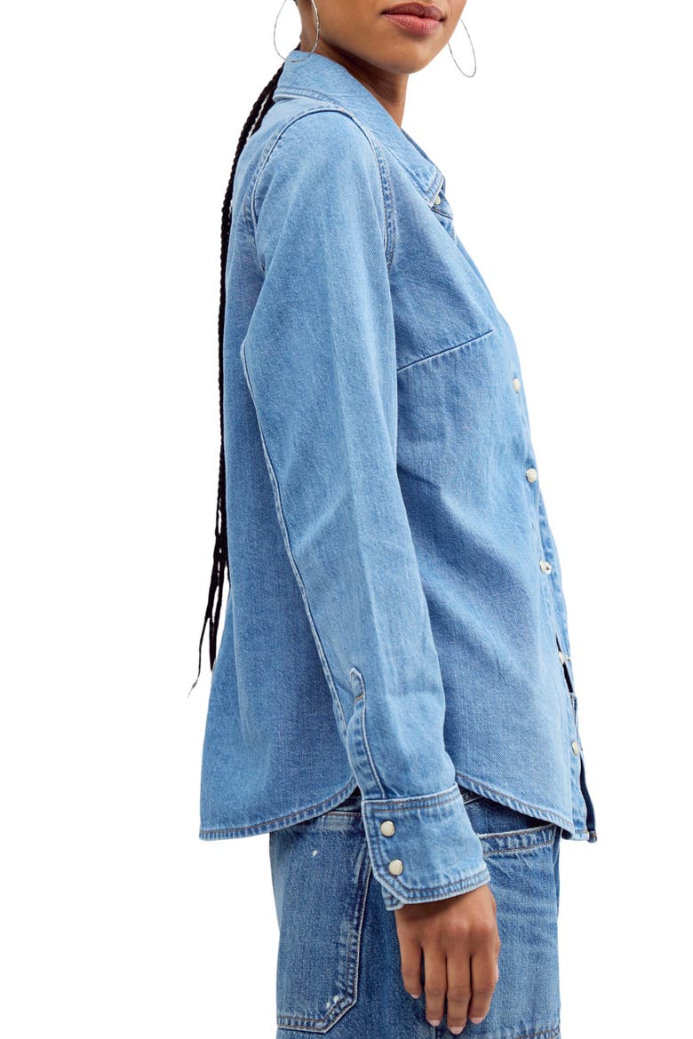 Benny Slim Denim Shirt, Alternate, color, HARBOR BLUE