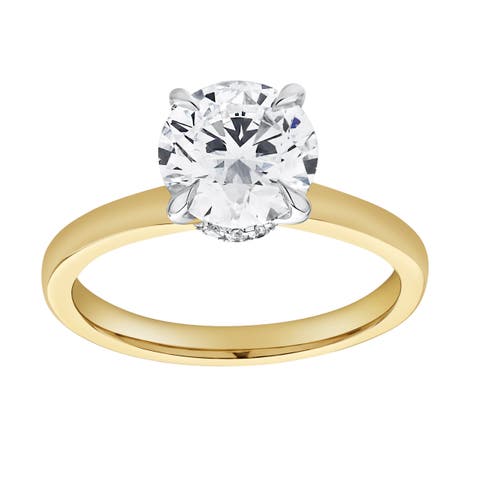 Liora 14K Gold Round Lab Grown Diamond Hidden Halo Ring - 1.98 Ct
