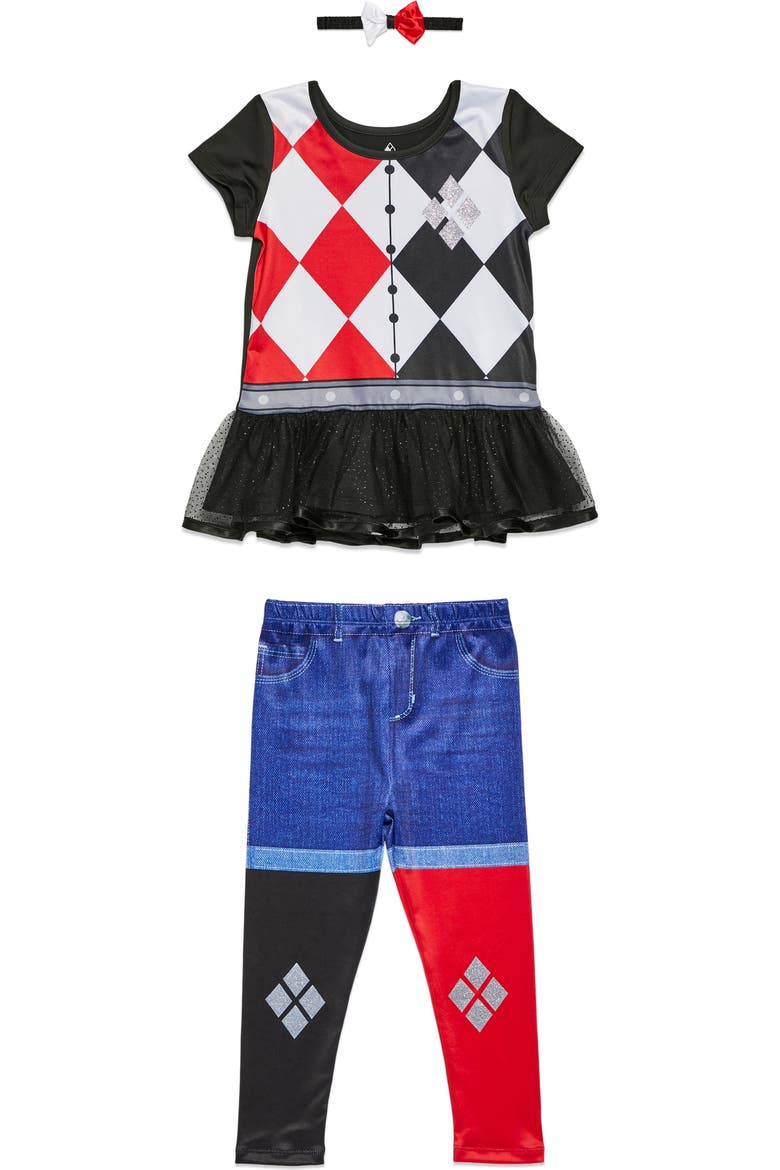 Justice League Harley Quinn Tutu T-Shirt and Leggings Set, Alternate, color, Harley Quinn Red