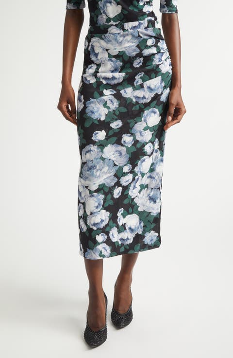 Bunch of Roses Mesh Midi Skirt