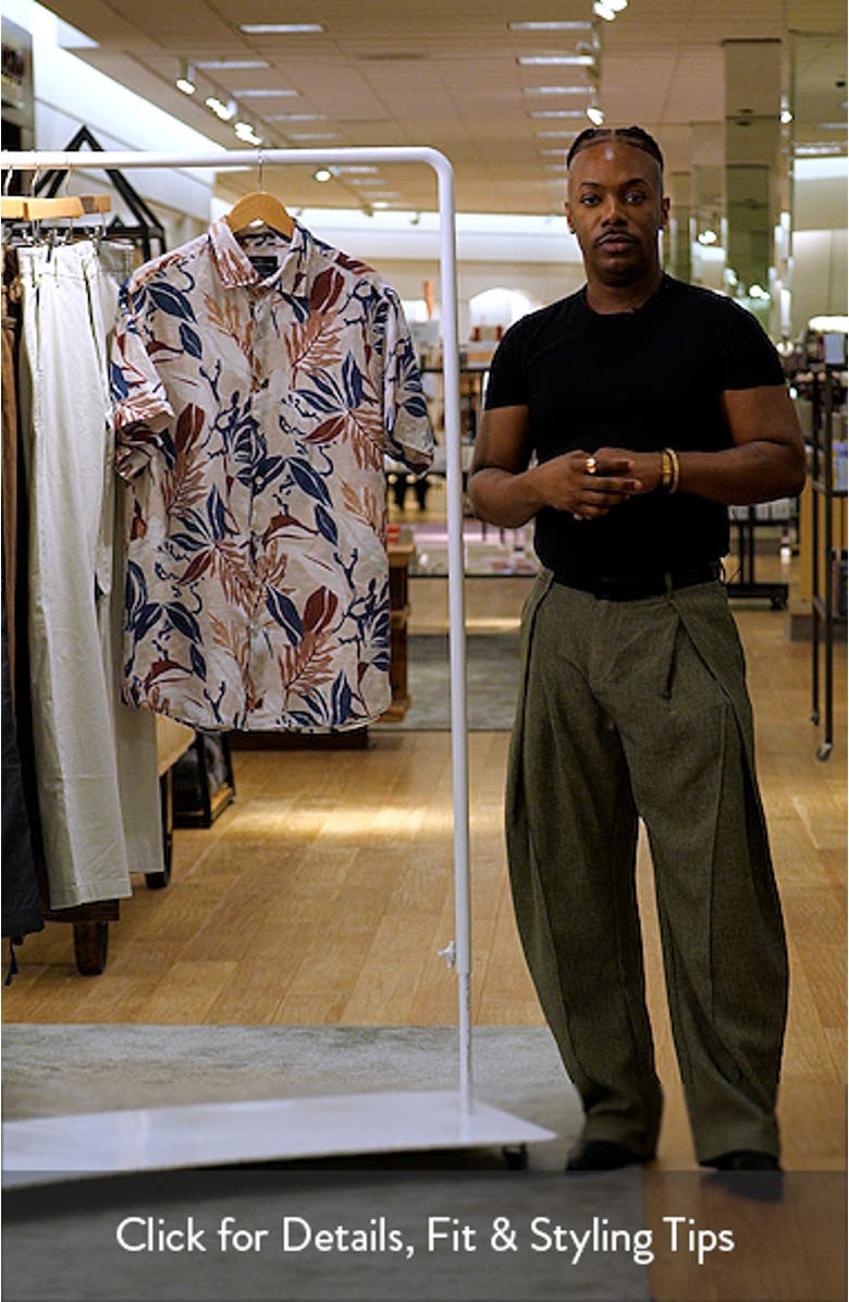 Saltwater Creek Sports Fit Botanic Print Short Sleeve Linen Button-Up Shirt, sales video thumbnail