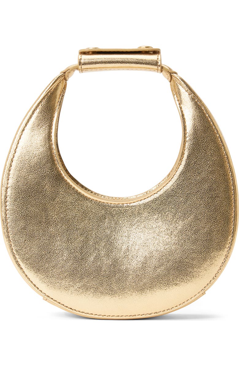 STAUD Good Night Metallic Leather Top Handle Moon Bag, Main, color, Gold