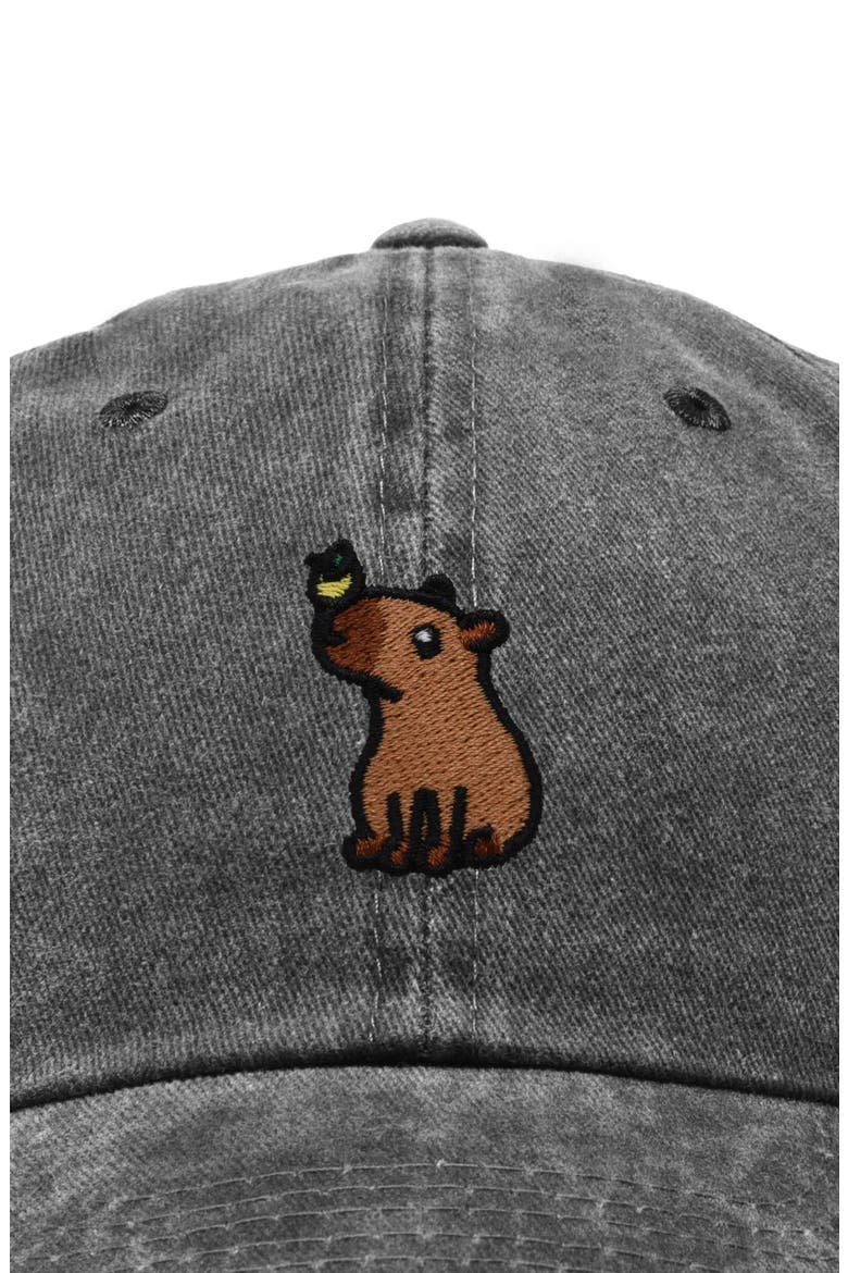 Capybara Embroidered Everyday Hat, Alternate, color, Washed Black