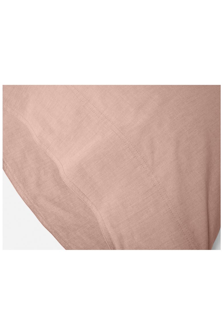 Crinkled Organic Cotton Percale Pillowcases, Alternate, color, PRALINE CHAMBRAY
