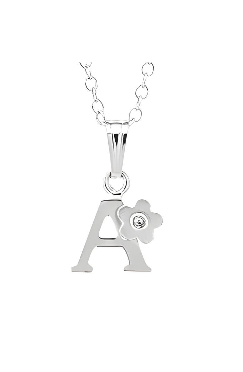 Mia Belle Girls Sterling Silver Ballet Slippers Pendant Necklace, Main, color, Metallic Silver