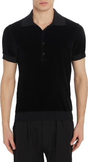 TOM FORD Short Sleeve Cotton & Modal Blend Velour Polo