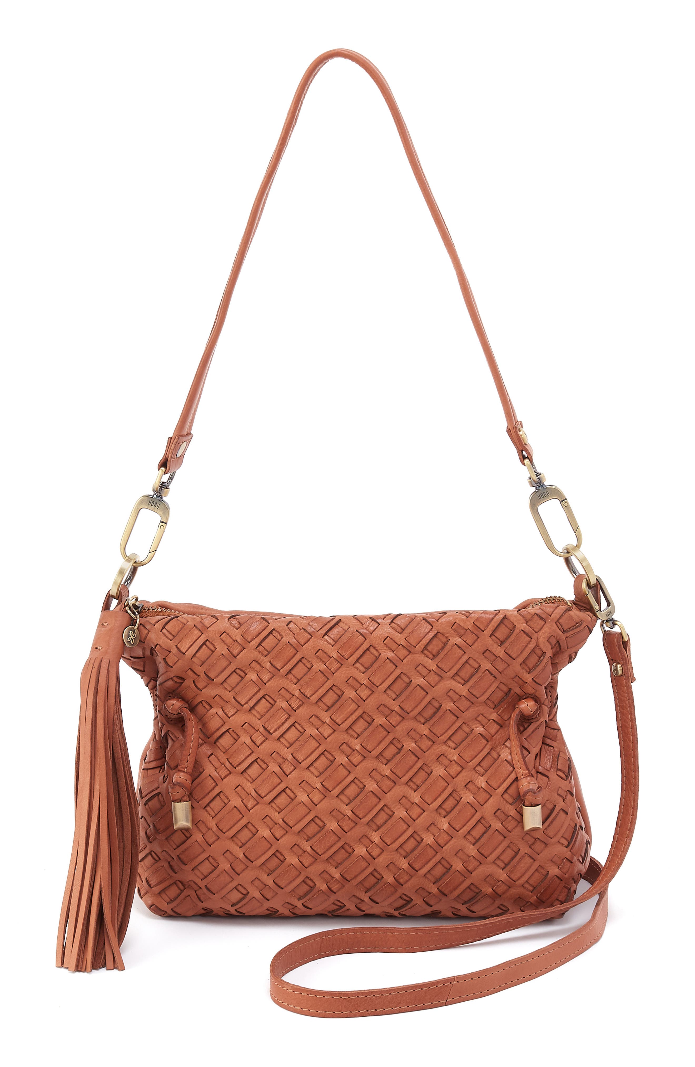 HOBO Kori Woven Leather Crossbody Bag, Main, color, Harvest Wheat