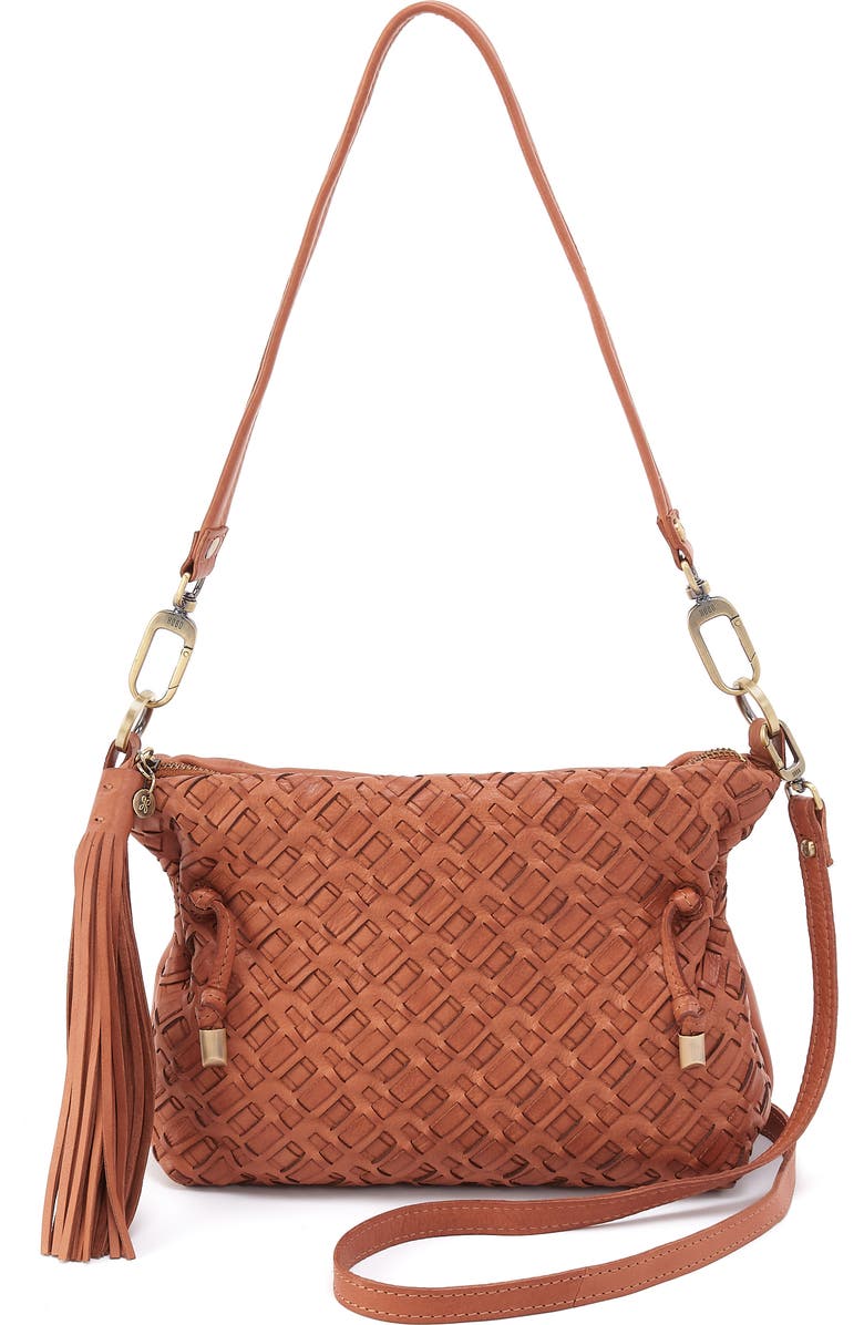 HOBO Kori Woven Leather Crossbody Bag, Main, color, Harvest Wheat