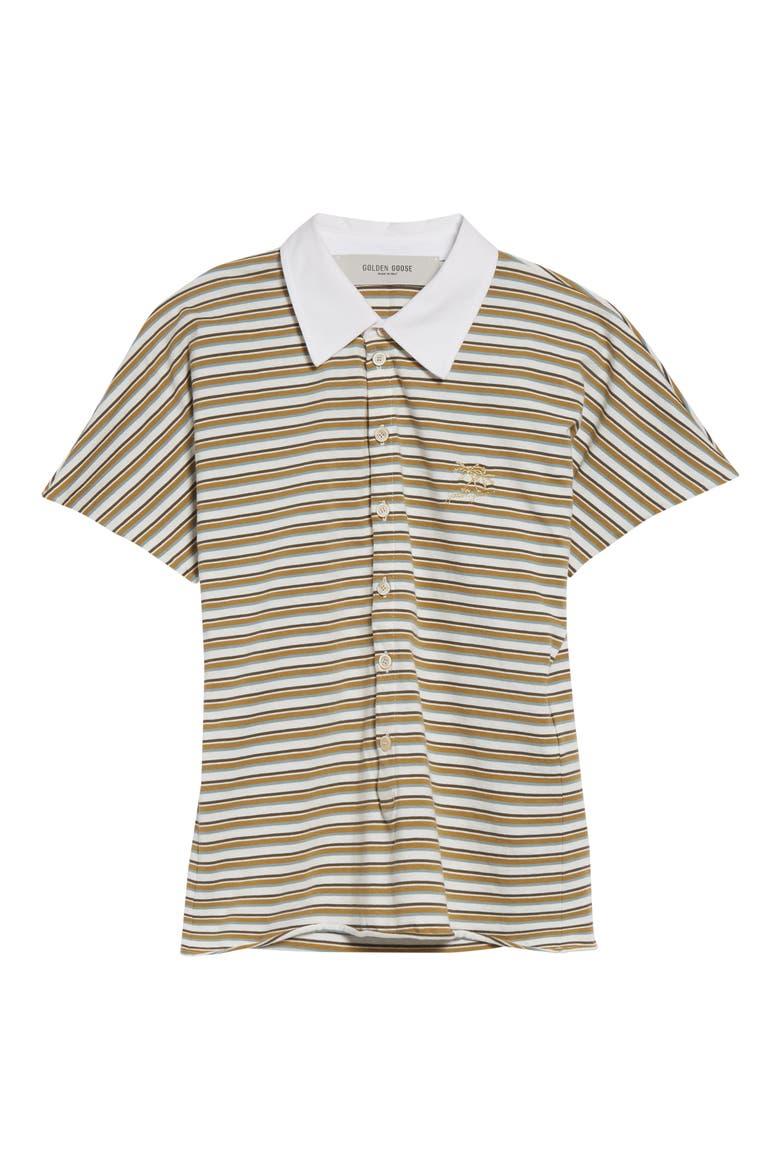 Stripe Slim Fit Cotton Polo, Alternate, color, OFF WHITE/ SEA TURTLE