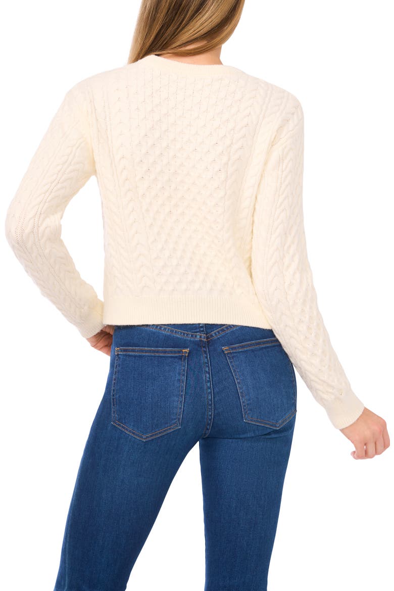 Cable Crewneck Sweater, Alternate, color, VANILLA