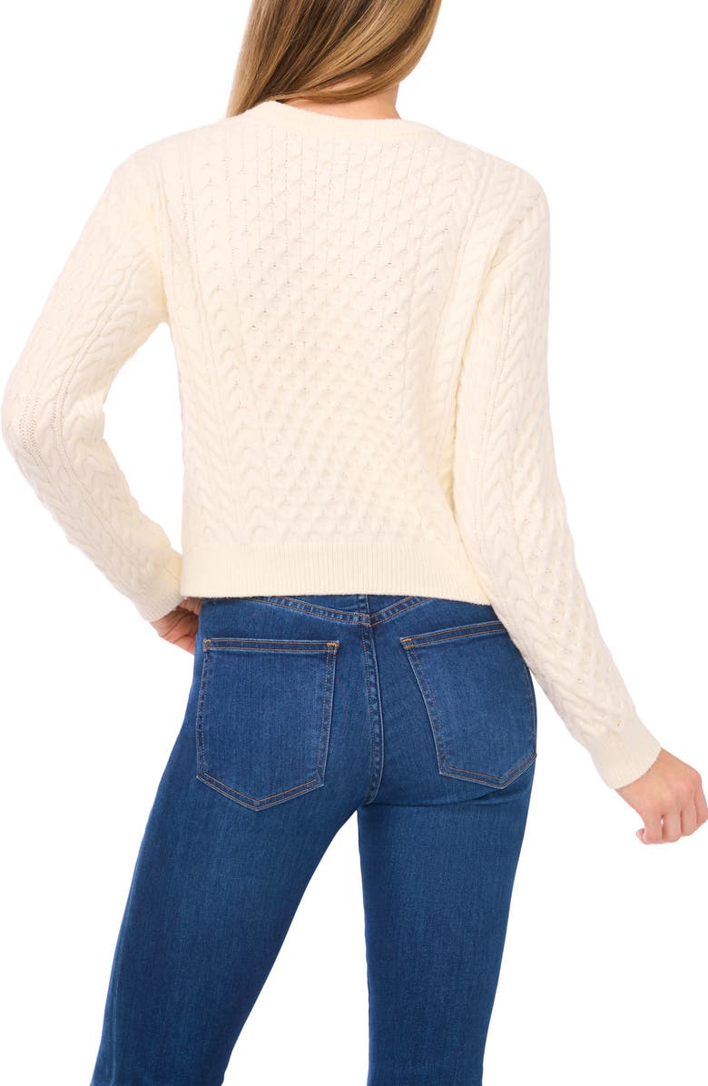 CeCe Cable Crewneck Sweater, Alternate, color, Vanilla