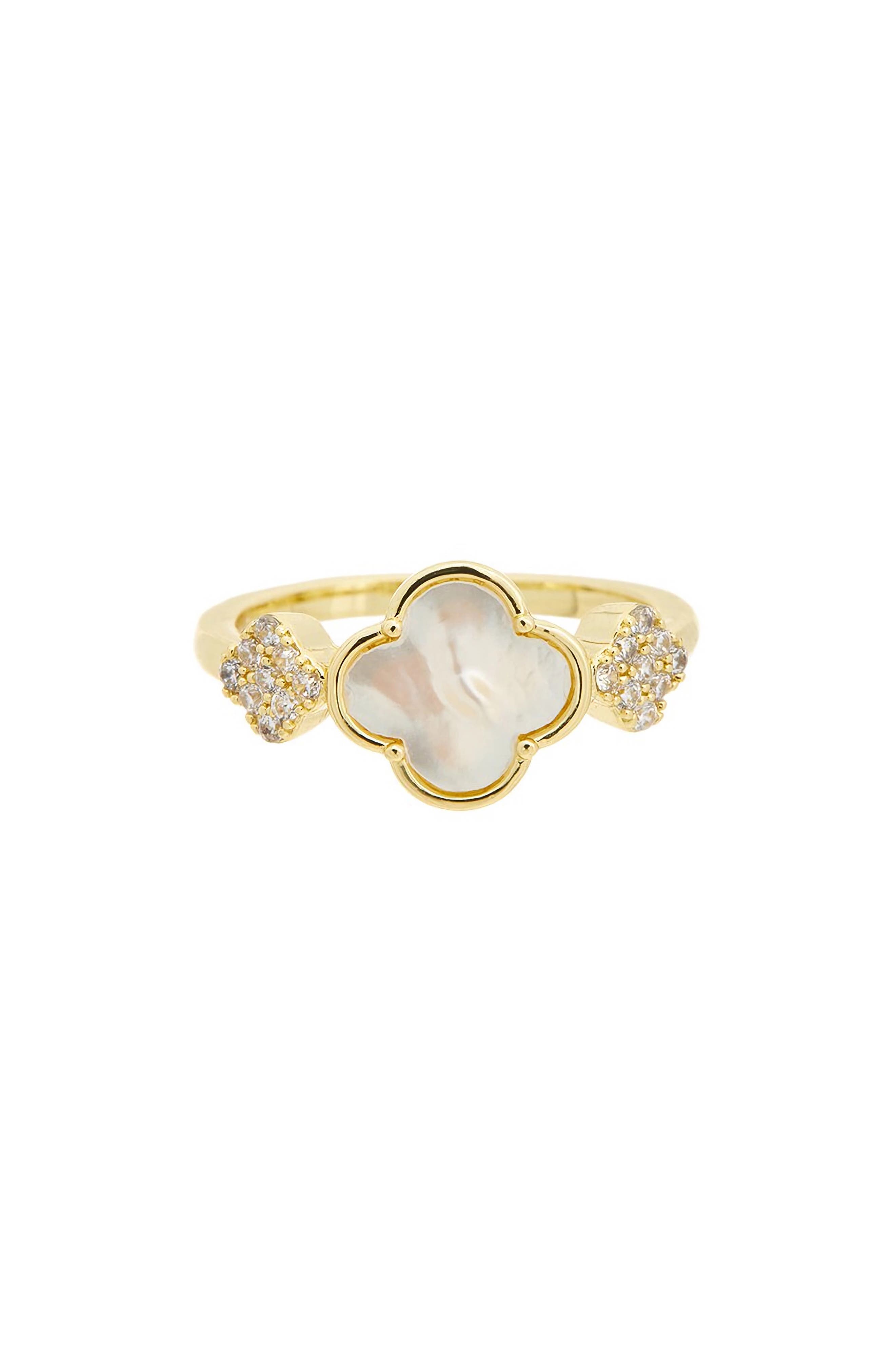 Juvell Mother-of-Pearl & Cubic Zirconia Clover Ring
