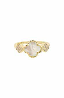 Juvell Mother-of-Pearl & Cubic Zirconia Clover Ring