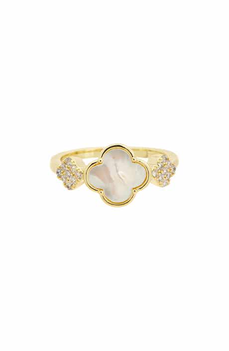 Juvell Mother-of-Pearl & Cubic Zirconia Clover Ring