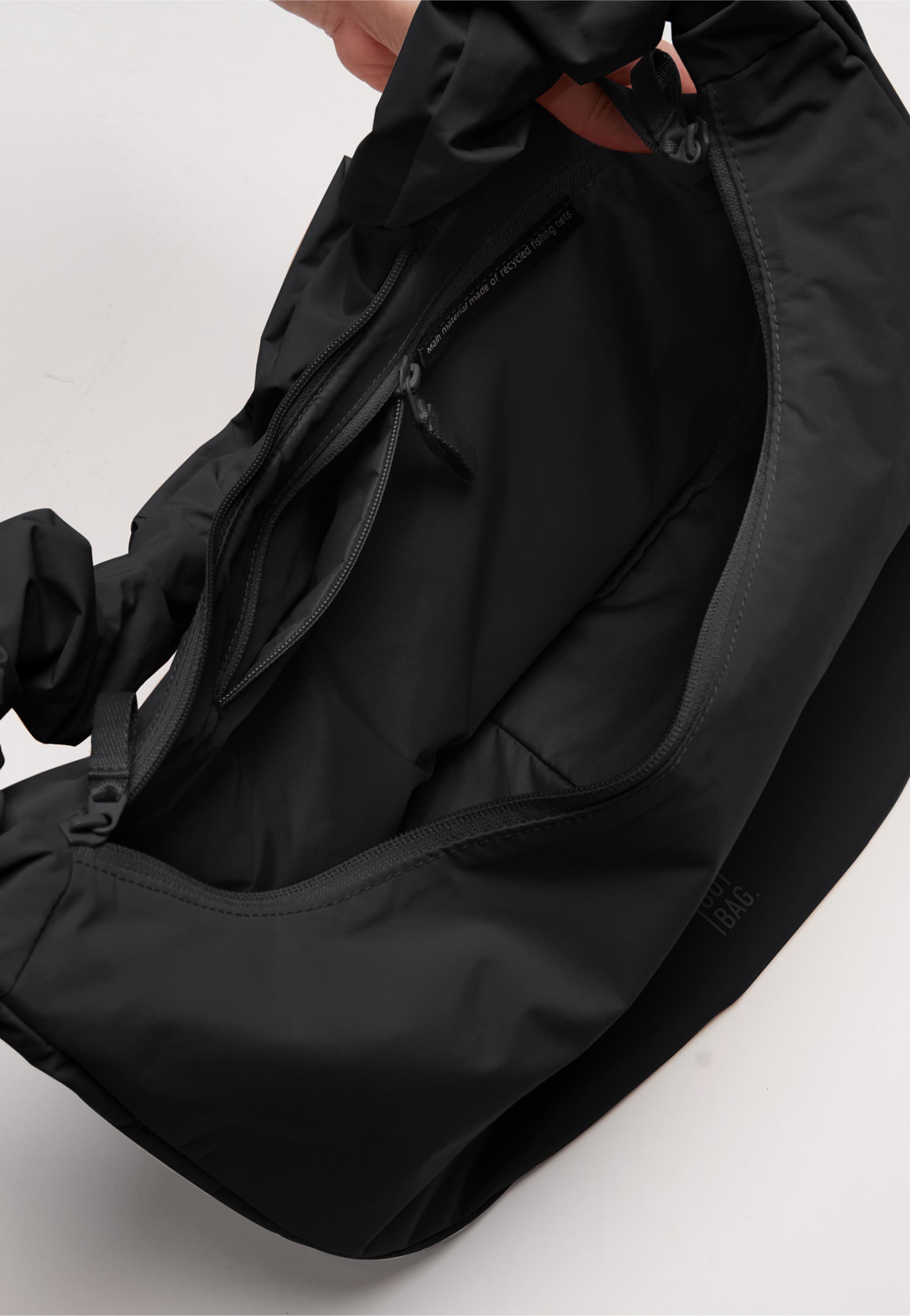 GOT BAG Moon Bag Ruffle, Alternate, color, Black