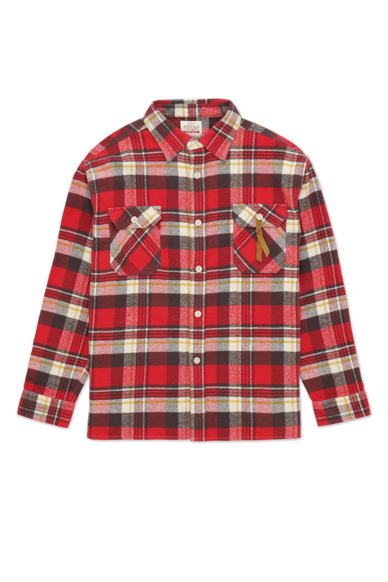 Mescal Flannel Overshirt, Main, color, RED
