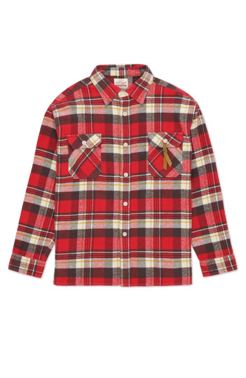 Fortela Mescal Flannel Overshirt In Red