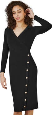 Yumi Knitted Button Detailed Midi Dress