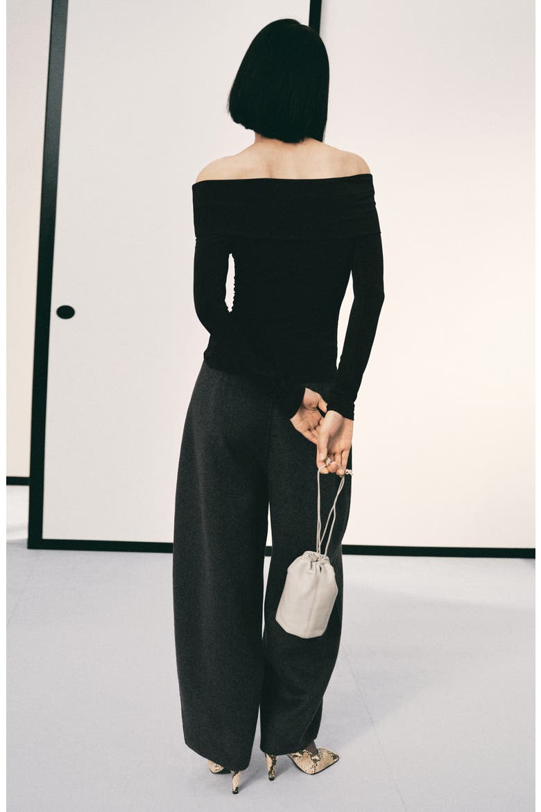 Metallic Off the Shoulder Top, Alternate, color, BLACK