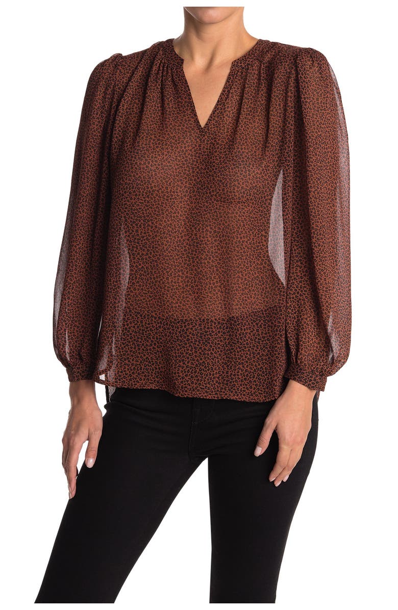 Pleione Split Neck Chiffon Tunic Top, Main, color,