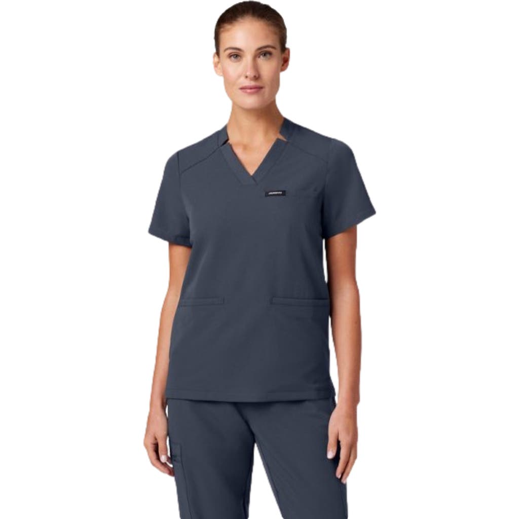 JAANUU Helia Women's 3-Pocket Classic Notched V-Neck Scrub Top in Carbon Gray at Nordstrom, Size 3X