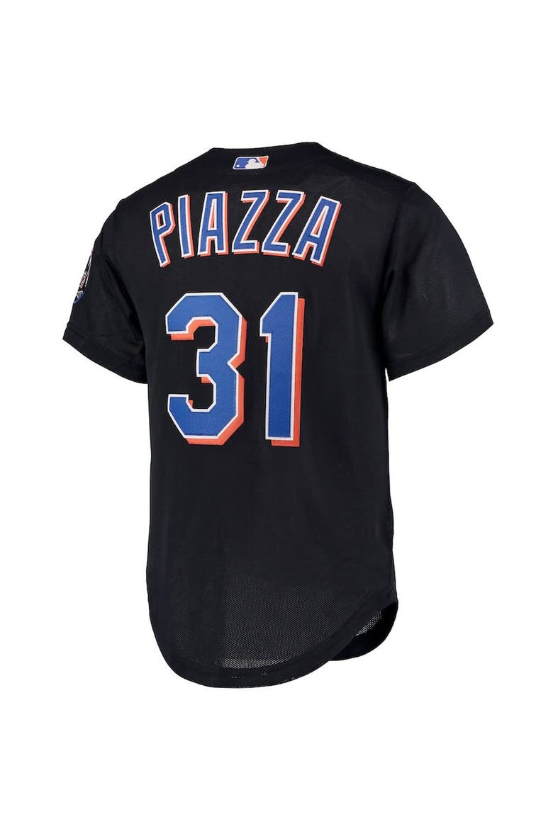 Men's Mitchell & Ness Mike Piazza Black New York Mets Big & Tall Cooperstown Collection Mesh Button-Up Jersey, Alternate, color, Black