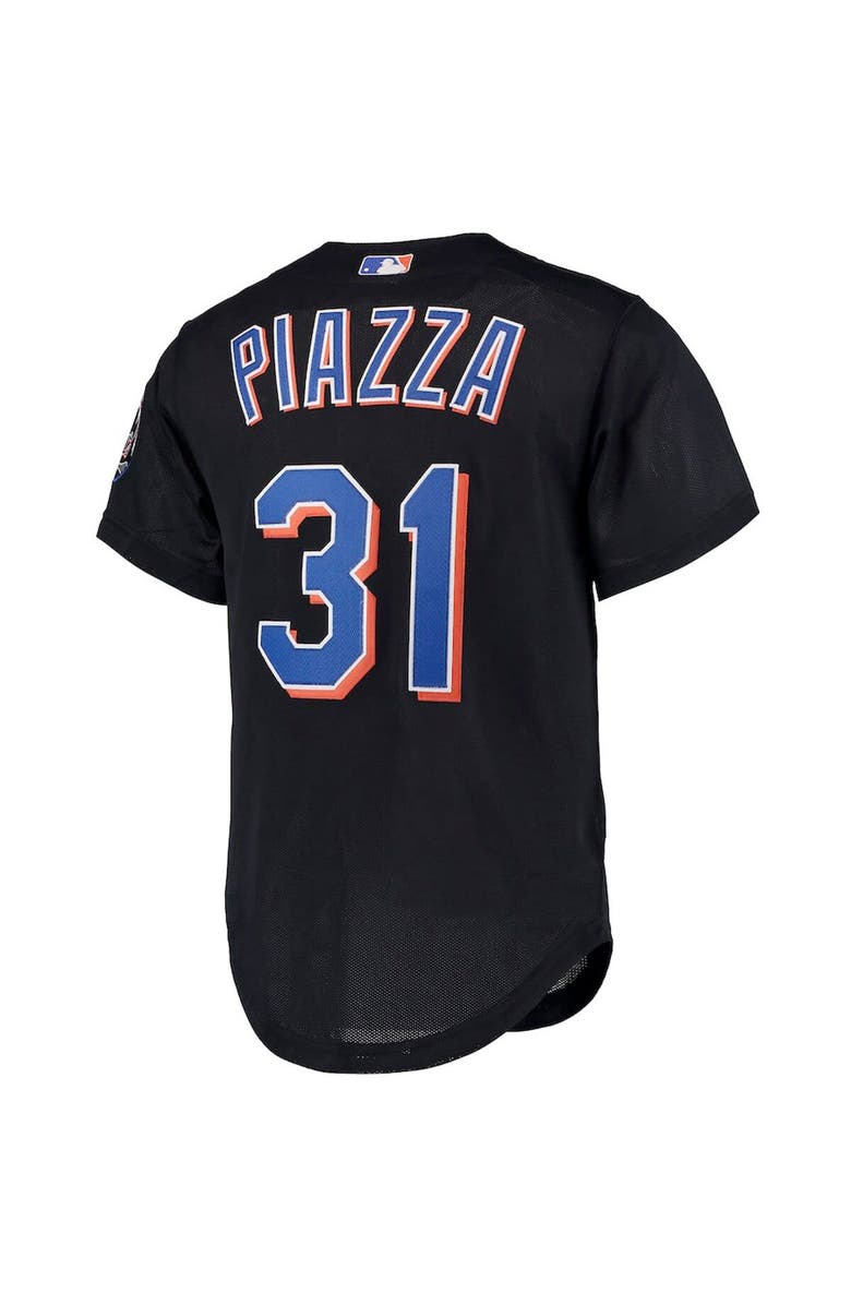 Mitchell & Ness Men's Mitchell & Ness Mike Piazza Black New York Mets Big & Tall Cooperstown Collection Mesh Button-Up Jersey, Alternate, color, 
