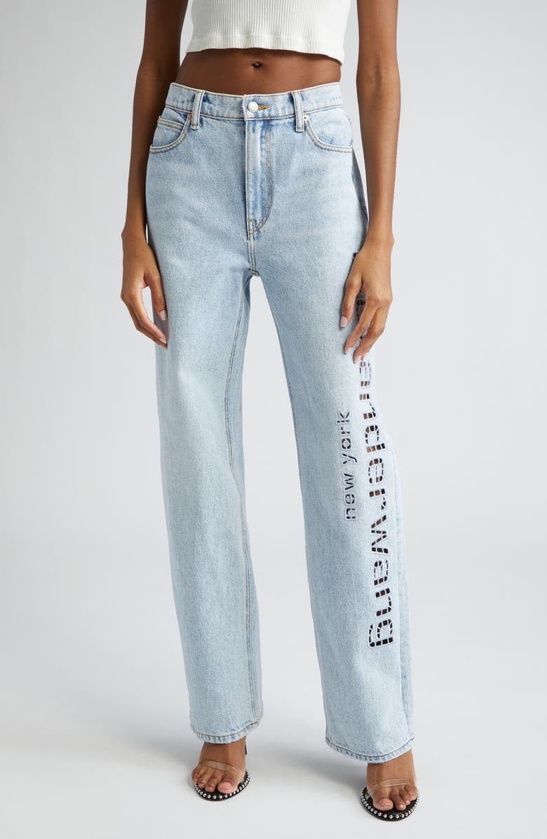 Alexander Wang EZ Slouch Cutout Logo Jeans, Main, color, 