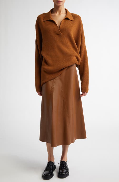 Shop Fforme Louise Merino Wool & Cashmere Rib Polo Sweater In Ochre