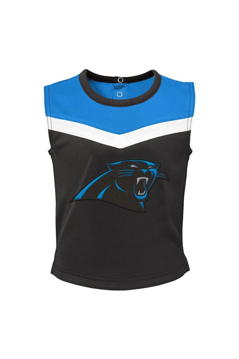 Girls Toddler Black Carolina Panthers Spirit Cheer Two-Piece Cheerleader Set with Bloomers, Alternate, color, Black