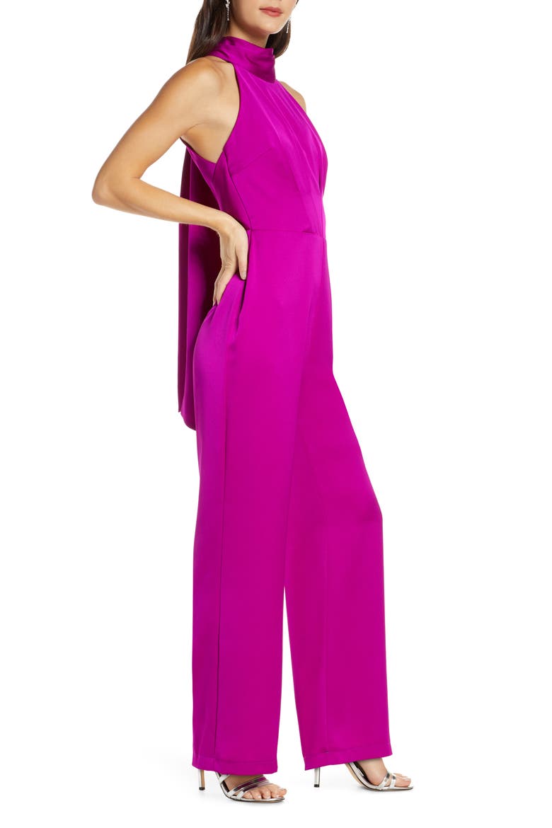 Tie Back Satin Jumpsuit, Alternate, color, ORCHID