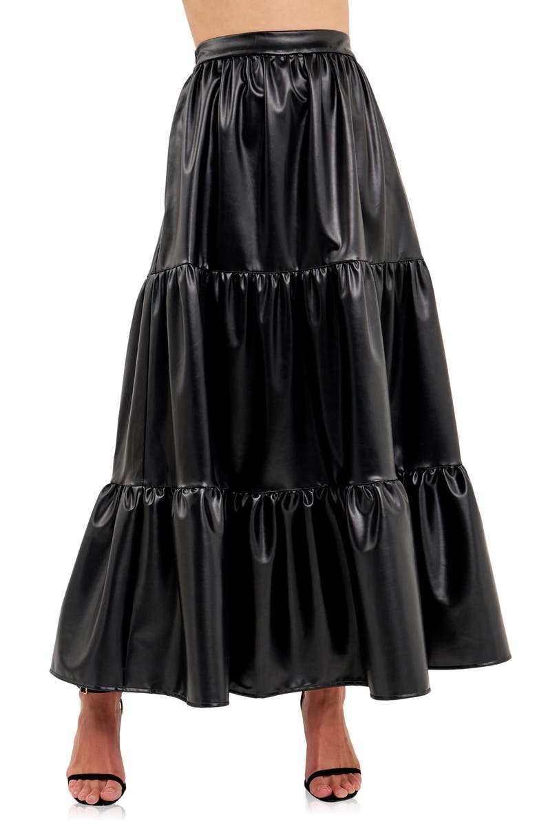 Tiered Leather Skirt main image 0