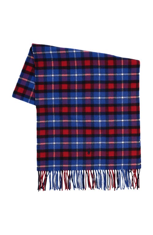 Polo Ralph Lauren Cashmere Blend Plaid Scarf In Blue