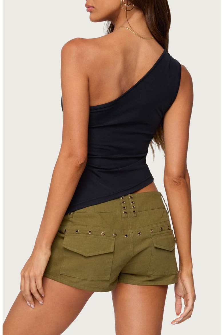 Knotted One-Shoulder Tank, Alternate, color, BLACK