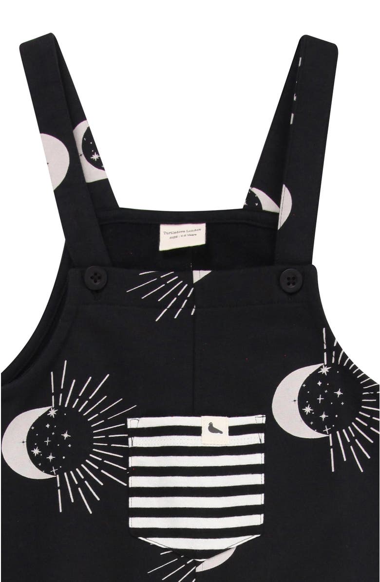 Turtledove London Kids Organic Cotton Astrology Print Jumpsuit, Alternate, color, Black