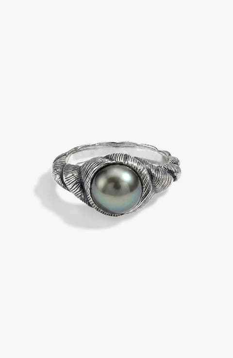 Adorned Sterling Silver Pearl Ring