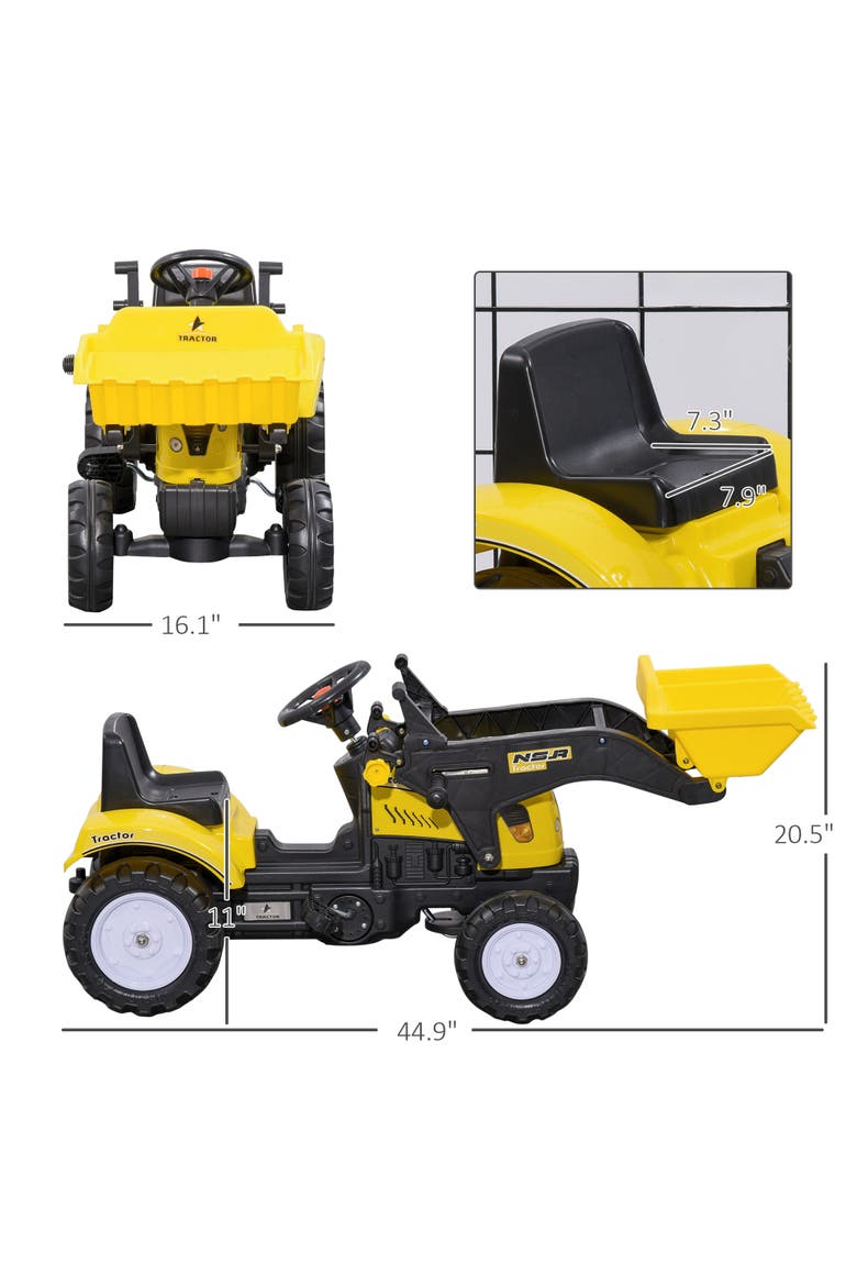 Kids Manual-Pedal Excavator with Front Loader, Alternate, color, Yellow