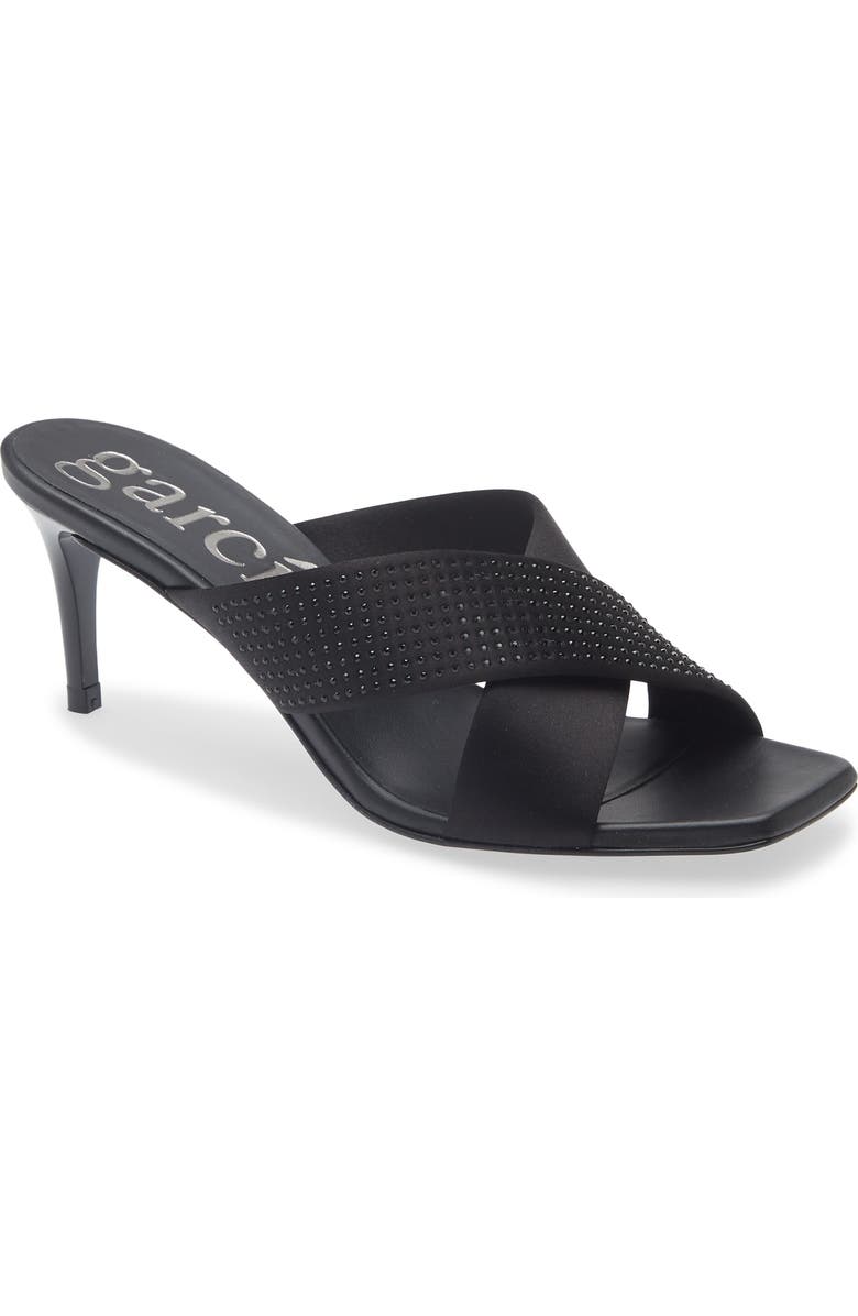 Pedro Garcia Idonna Crystal Studded Sandal, Main, color, Black Satin