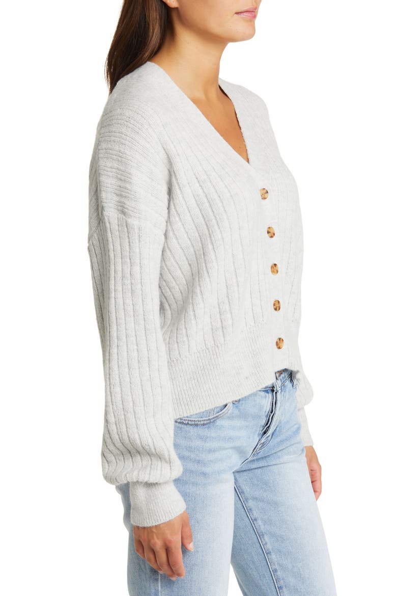 Afterglow V-Neck Cardigan, Alternate, color, LIGHT GREY HEATHER