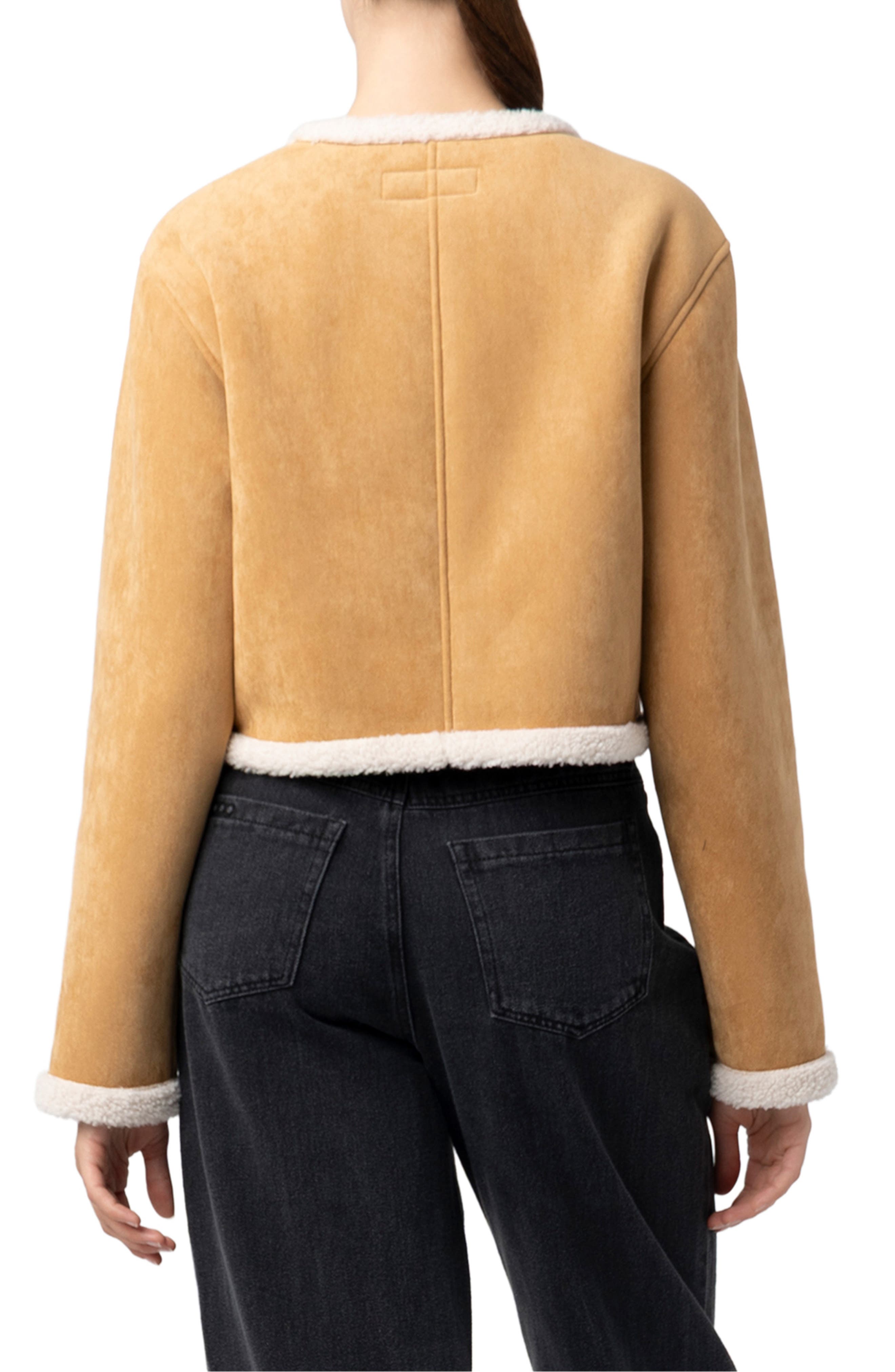Faux Shearling Collarless Jacket - image 2